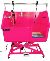 Aeolus BTS-231E-CIRC Pink Electric Lift Dog Grooming Tub with GroomJet Recirculating Pump